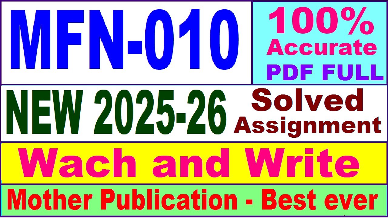 MFN 010 solved assignment 2025-26 in English || mfn 010 solved assignment 2026 || ignou mfn10