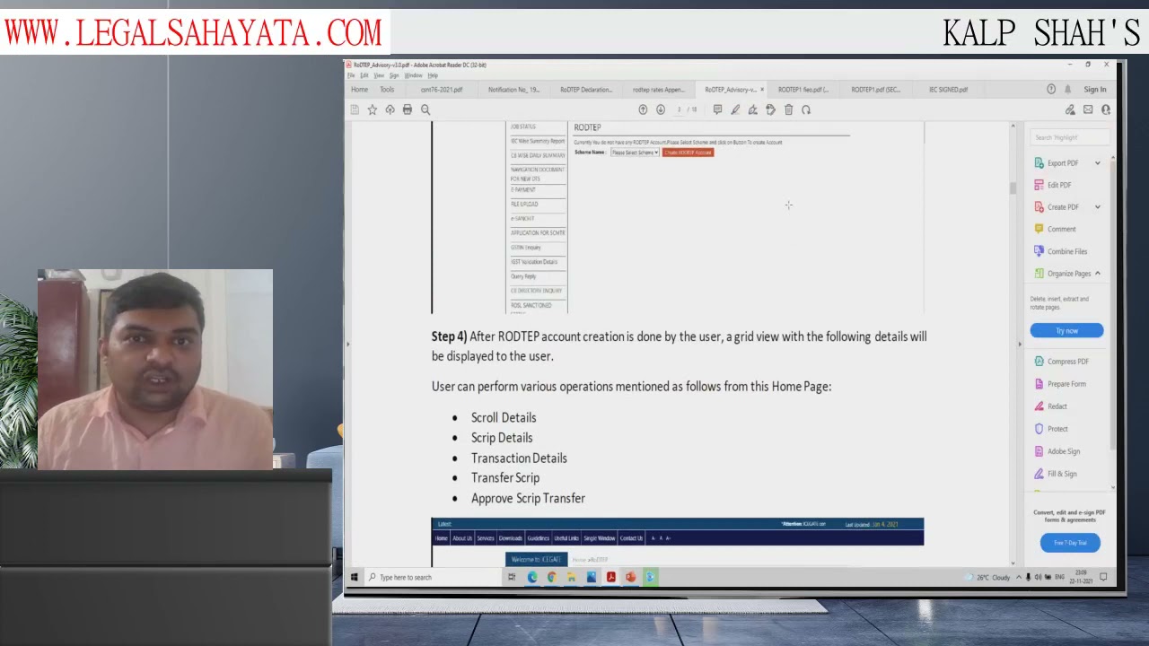 RODTEP ACCOUNT CREATION AND SCRIP GENERATION ( ENGLISH LANGUAGE VIDEO)