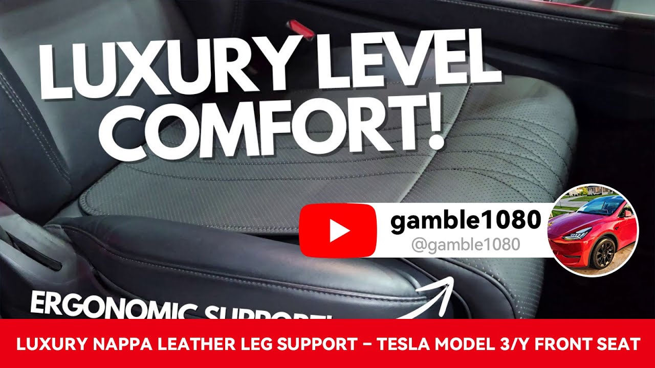 Luxury Nappa Leather Leg Support &ndash; Tesla Model 3/Y Front Seat