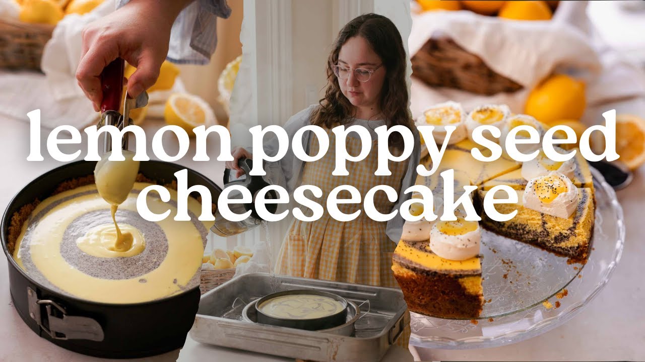 My FAVORITE lemon cheesecake is swirled with poppy seeds
