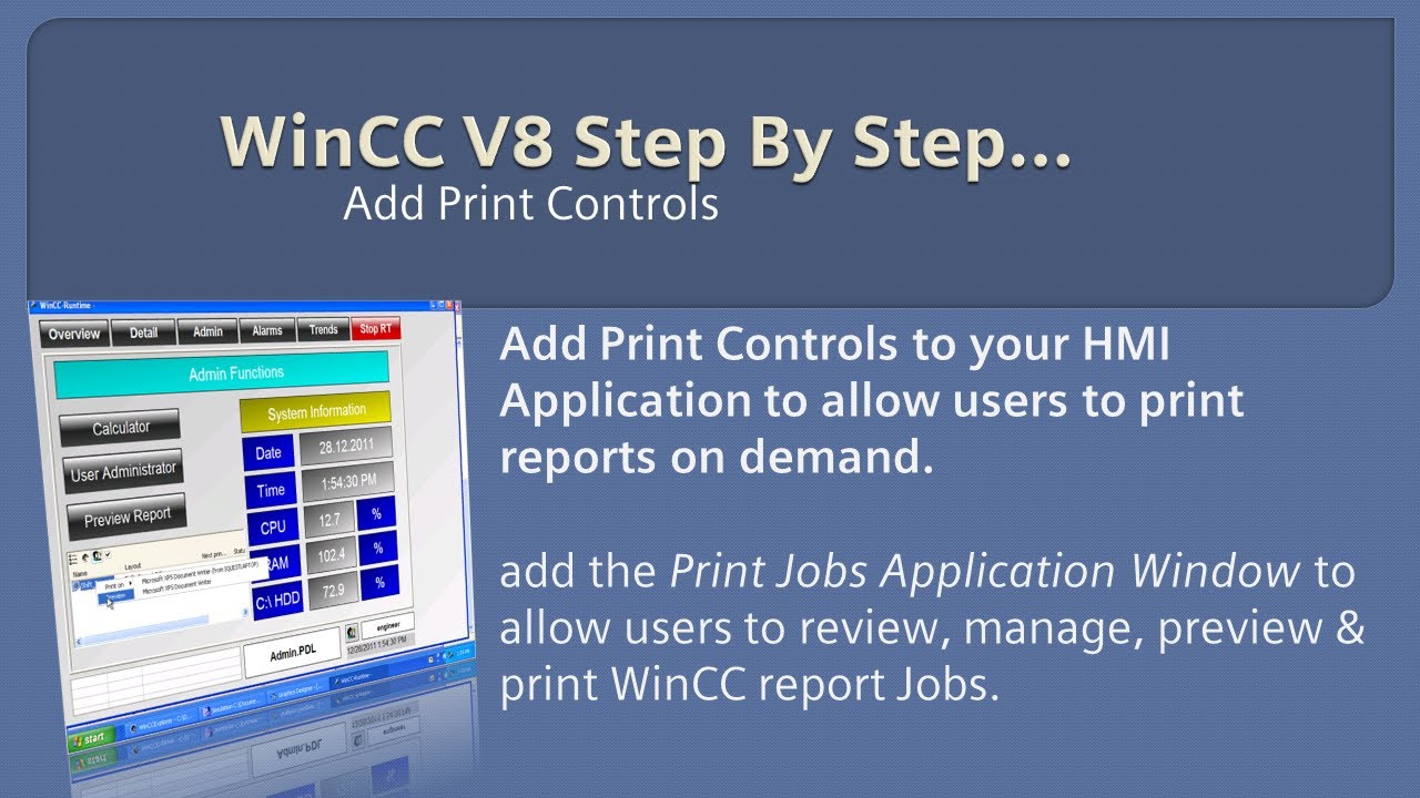 WinCC v8.0 Step By Step 22: Create Runtime Print Controls In Graphics Designer 🎛️  #winccguru
