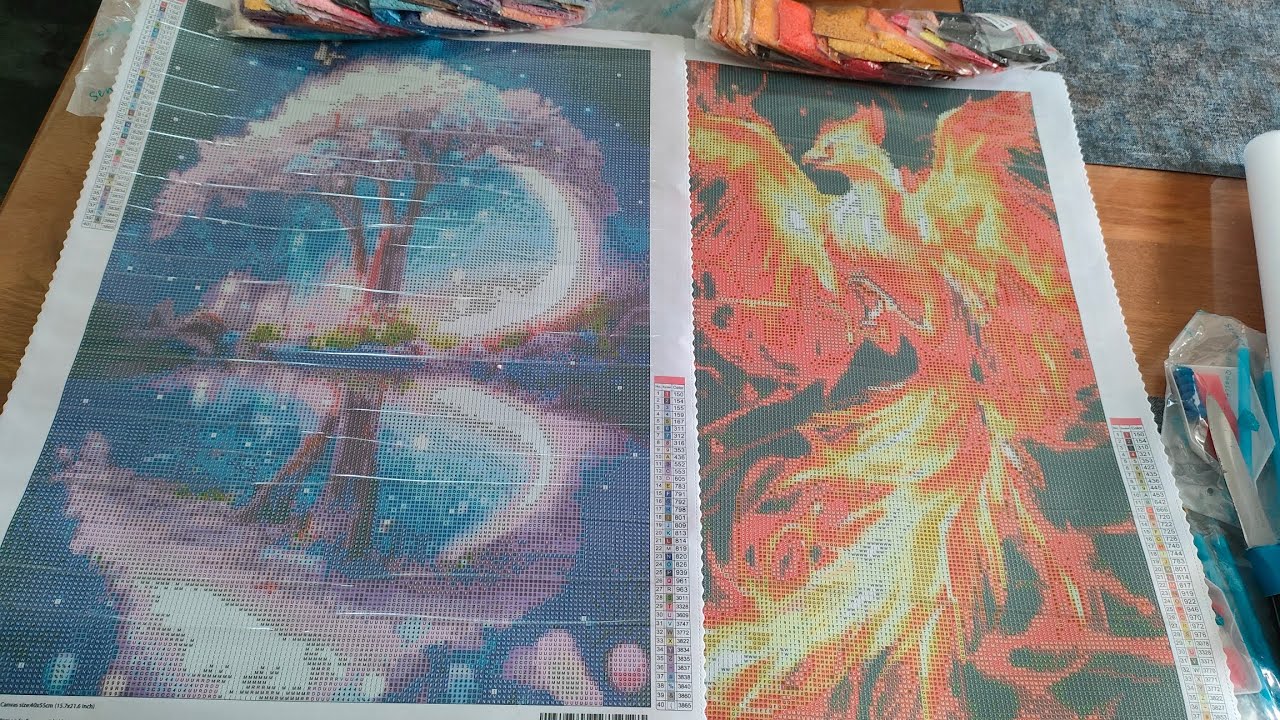 DiyDiamondart - Zanbee  Blütenbaum und Phönix  aus 05.2024 Diamondpainting Unboxing