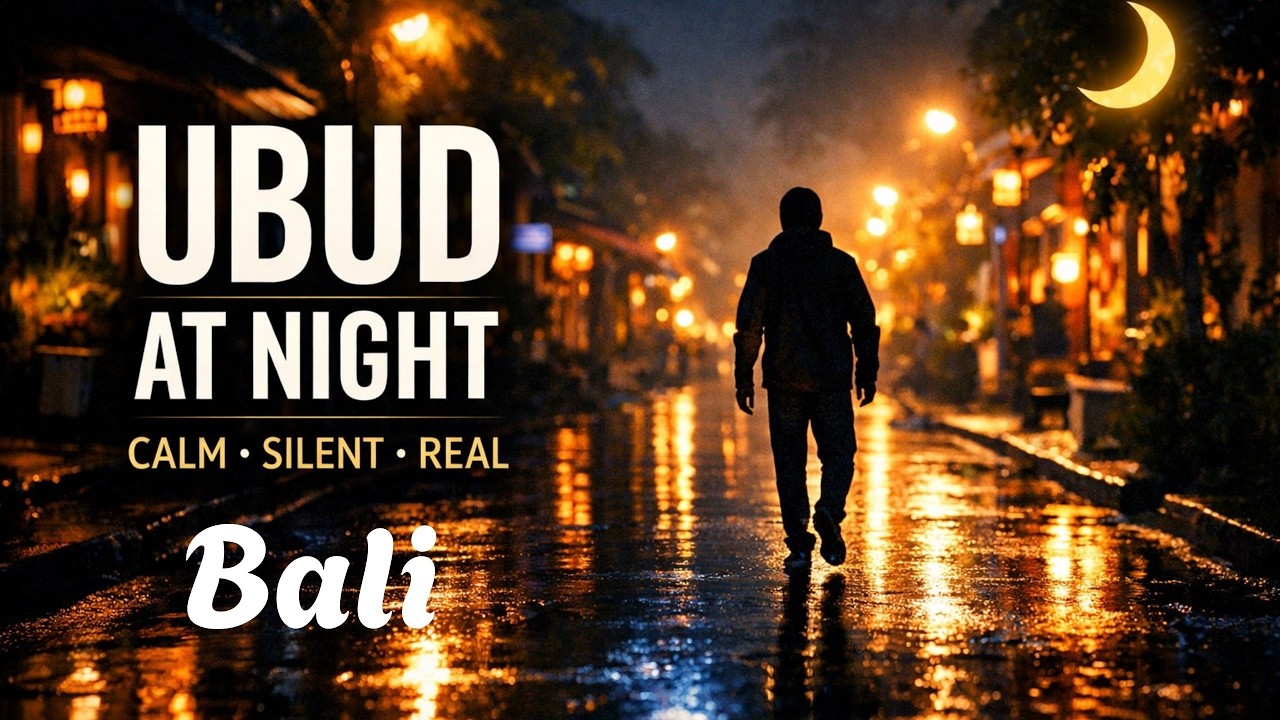 Ubud Night Walk 🌙 | Peaceful Streets, Ambient Sounds & Cinematic Walking Tour