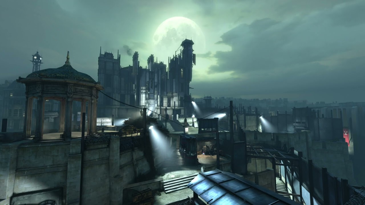 Dishonored Ambience | Dunwall Tower & Gazebo Under Moonlight | Ambient Music for Work | ASMR 1440p