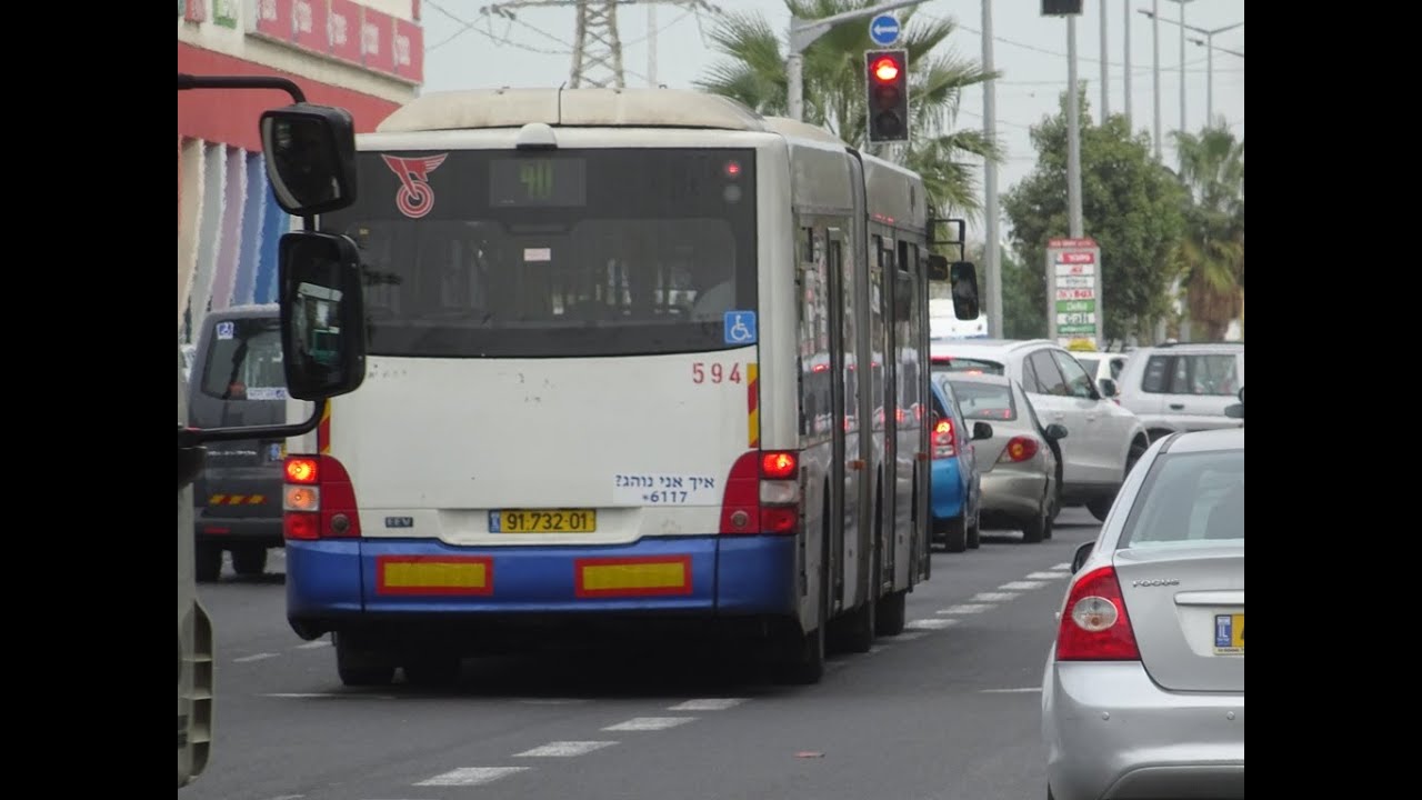 MAN NG363F bus #594 Dan Bus Company on route 40 from Tel Aviv to Ramat Gan