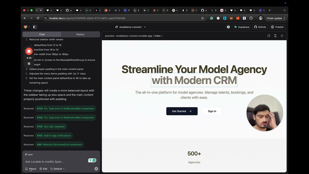 I created a CRM for Modelling Agencies using Lovable without writing any line of code.