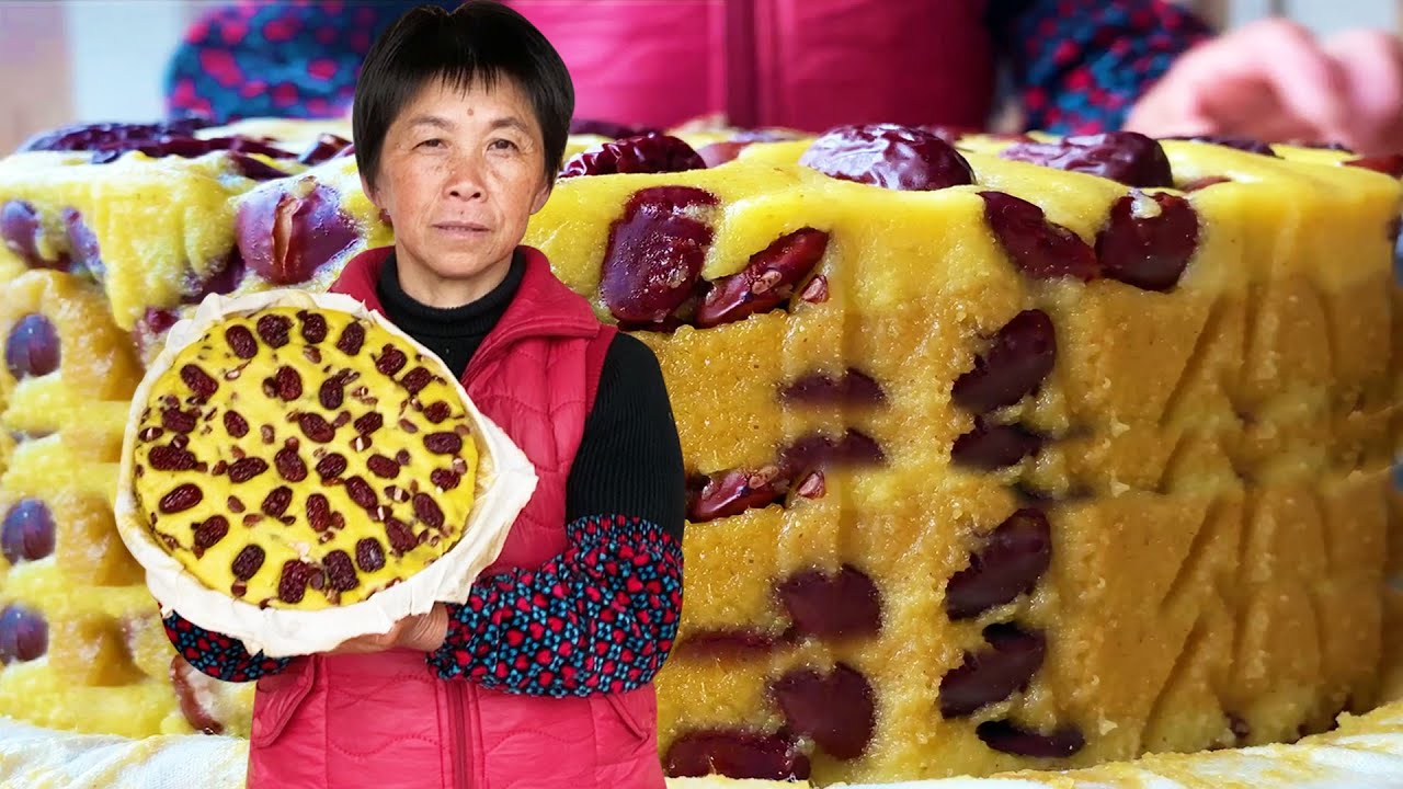 1碗黄米1碗红豆，阿嬷做黄米糕，铺上红枣色泽金黄超诱人！丨Yellow rice cake【闽湖阿嬤Fujian Grandma】