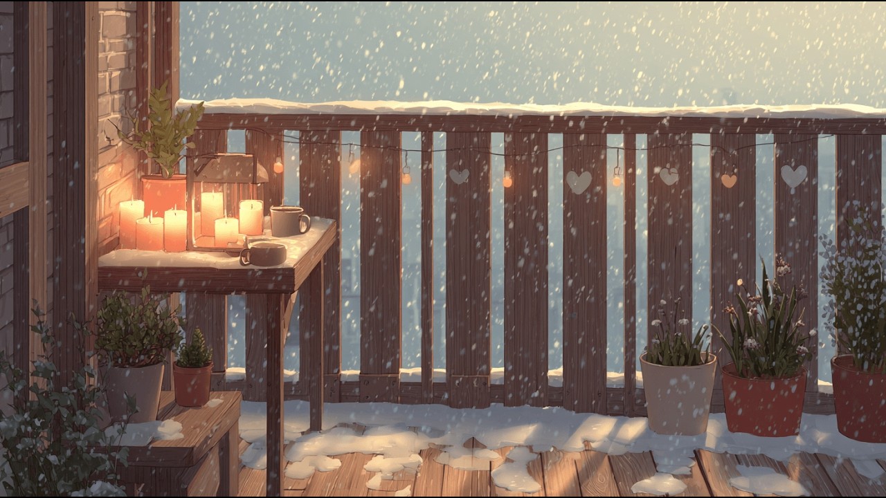Valentine’s Night Balcony ❄️ Cozy Winter Ambience