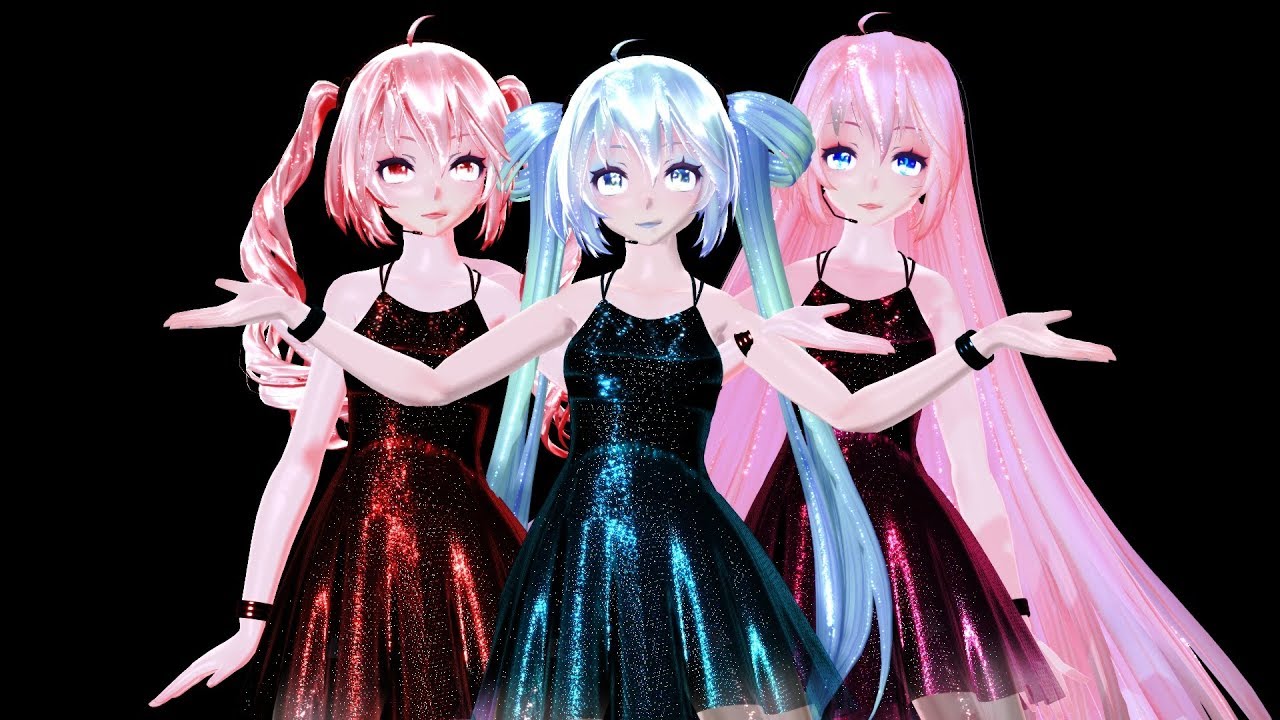【MMD】 Miku, Teto and Luka 「Massara Blue Jeans」