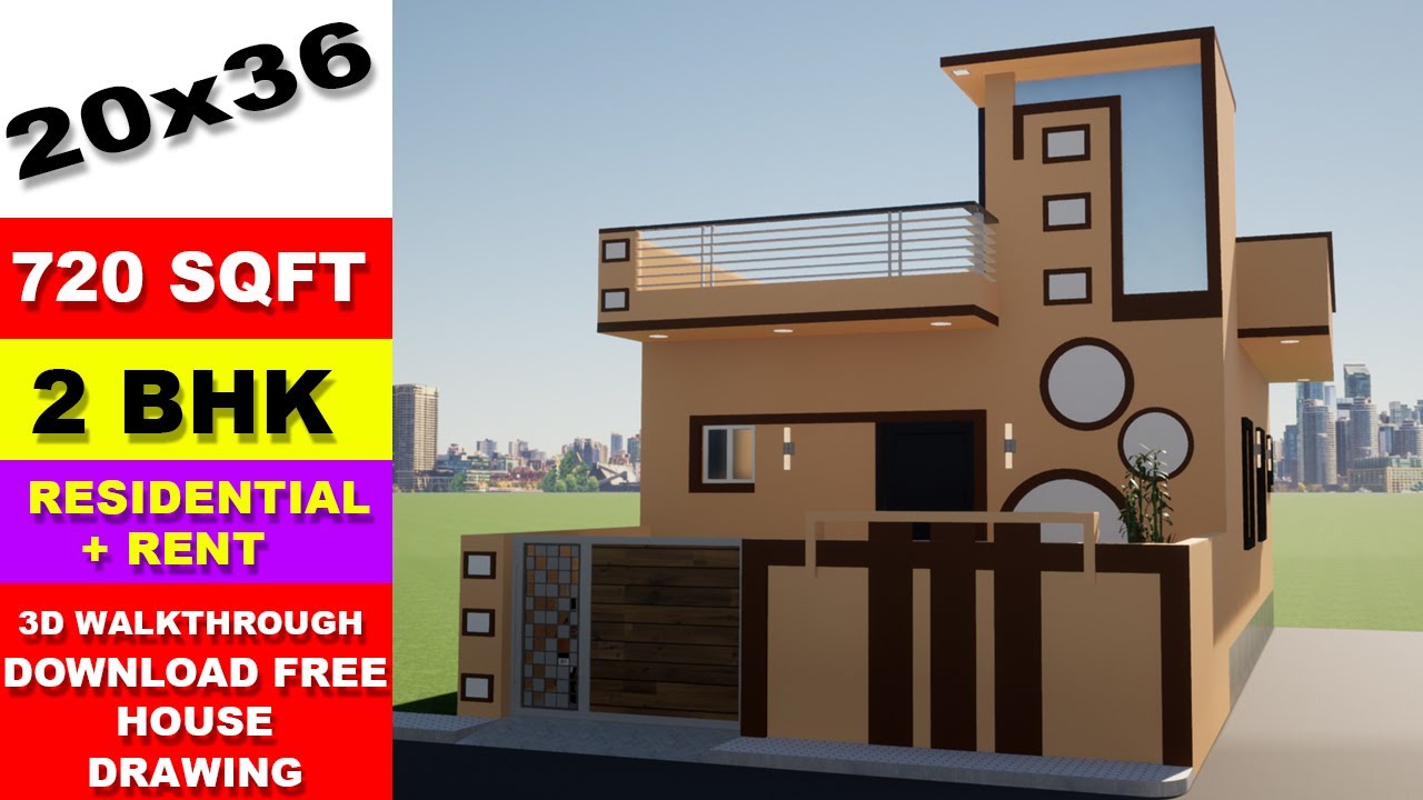 20 x 36 SMALL HOUSE DESIGN II 20 X 36 GHAR KA NAKSHA II 720 SQFT HOUSE PLAN