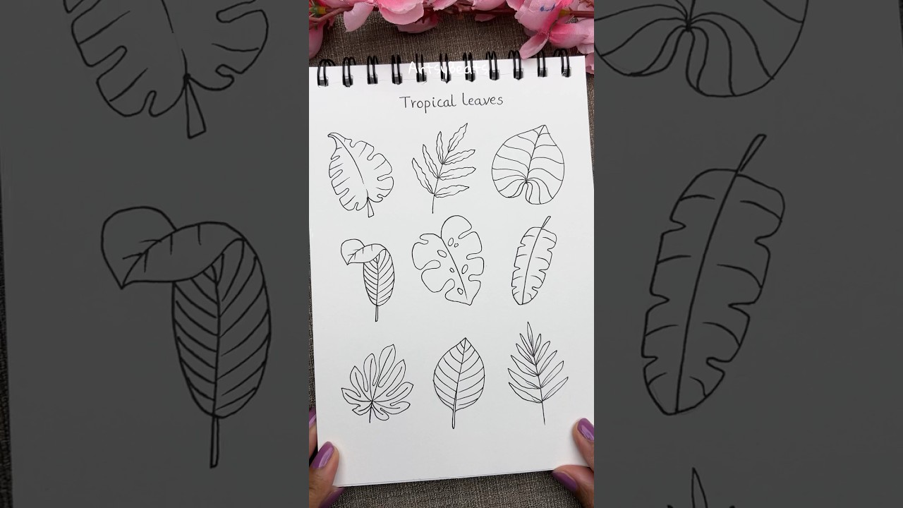 Let&rsquo;s draw some tropical leaves 🍃 #drawing #leaves #doodleart #satisfying #sketch #art #shortsviral