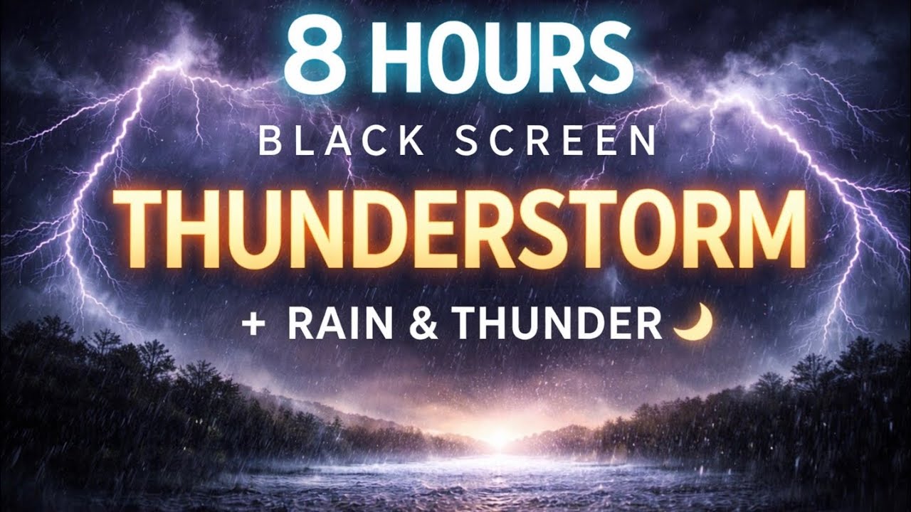 A Dark, Distant Thunderstorm Outside 🌩️ 8 Hours of Deep Sleep (Black Screen)