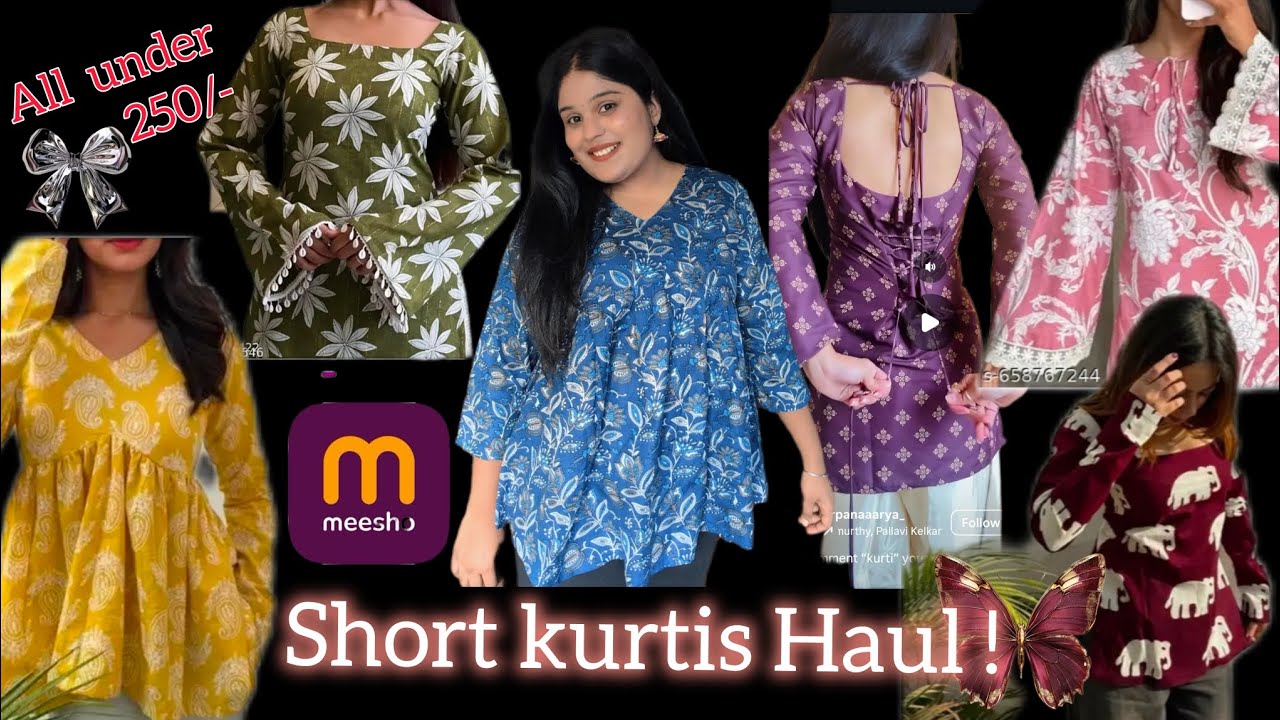 *Huge* Meesho Short Kurti Haul ! 😍 Everything under 250/- 😱 Try-on-haul 🎀#meesho  #youtube 