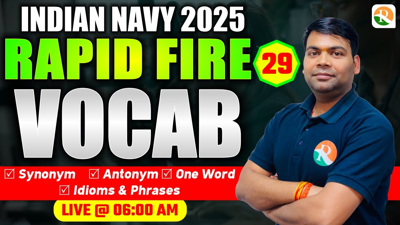 NAVY/ICG, NDA/CDS Vocab Rapid Fire – 29 | NAVY/ICG Paper Leak Series | NAVY SSR/MR, ICG | RS SIR