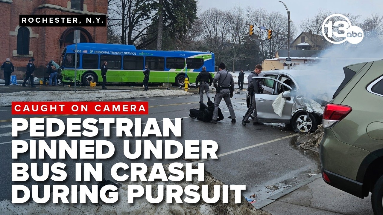 Video shows aftermath of pursuit that ended in crash involving passenger bus