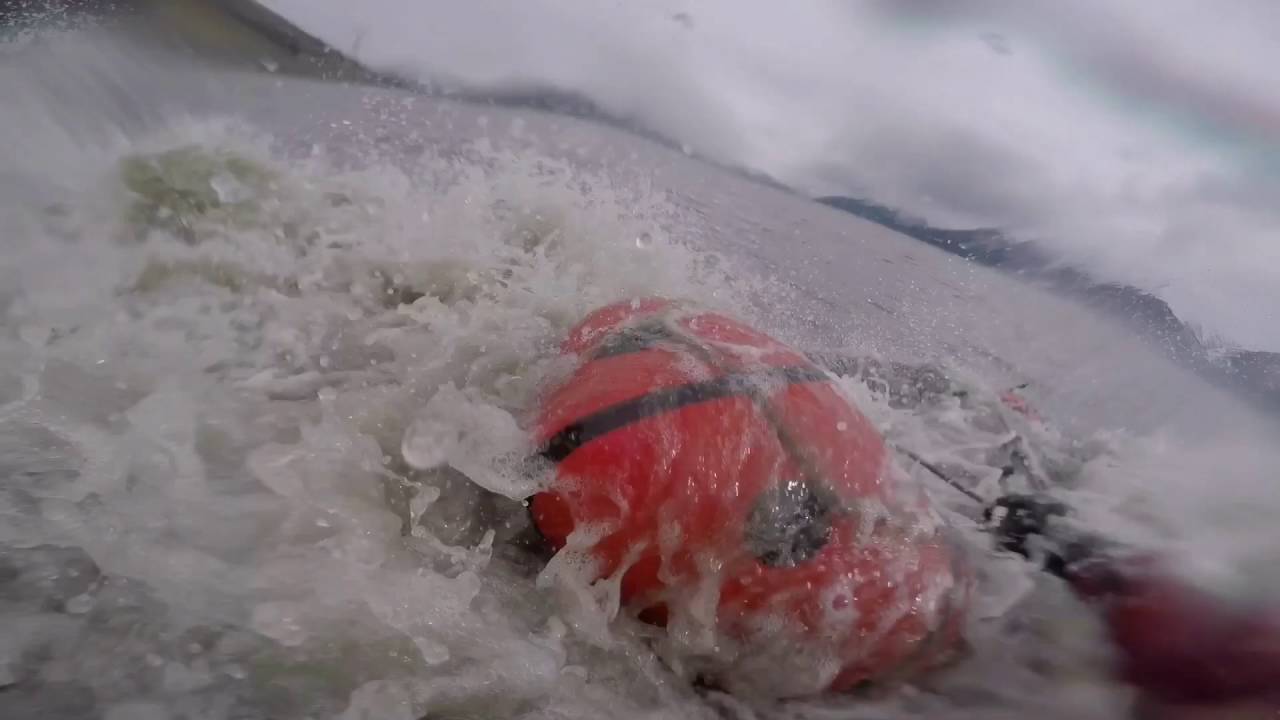Some idiot in a packraft getting wrecked by the bore tide.