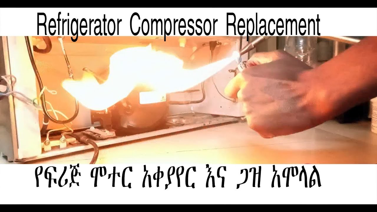 Refrigerator Compressor Replacement | የፍሪጅ ሞተር አቀያየር እና ጋዝ አሞላል