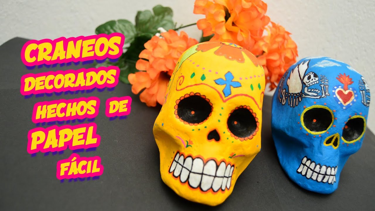 Cómo hacer cráneos/calaveras de papel decorados para tu #ofrenda de #Díademuertos  💀🏵️🕯️#krafttoon