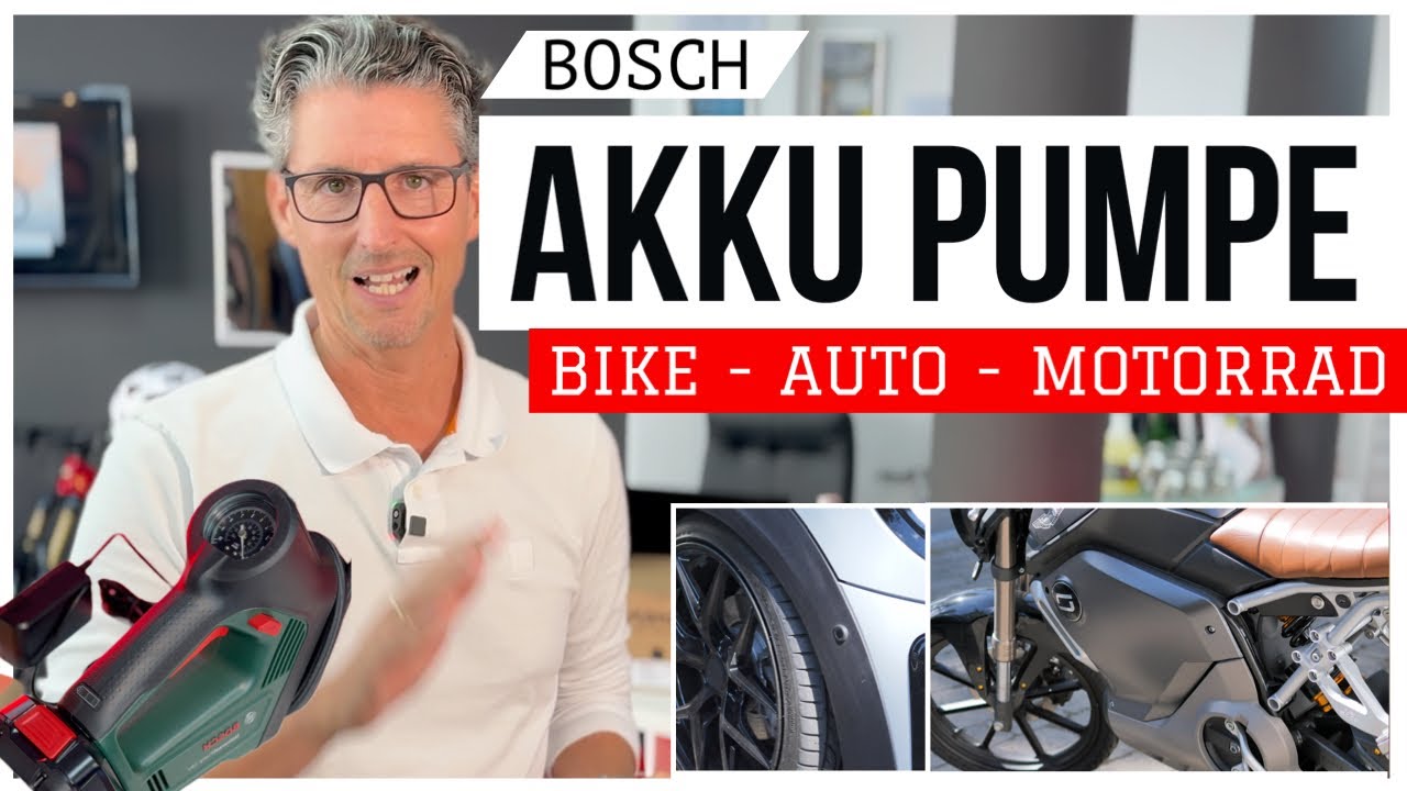 Wie schnell ist die elektrische 🔋 18V Akku Luftpumpe von BOSCH fürˋs Fahrrad | Auto | Motorrad ? 🛵