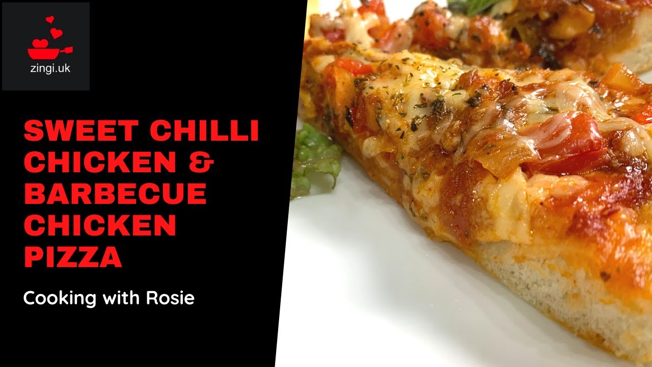 Pizza with sweet chilli chicken topping | Pizza with barbecue chicken topping