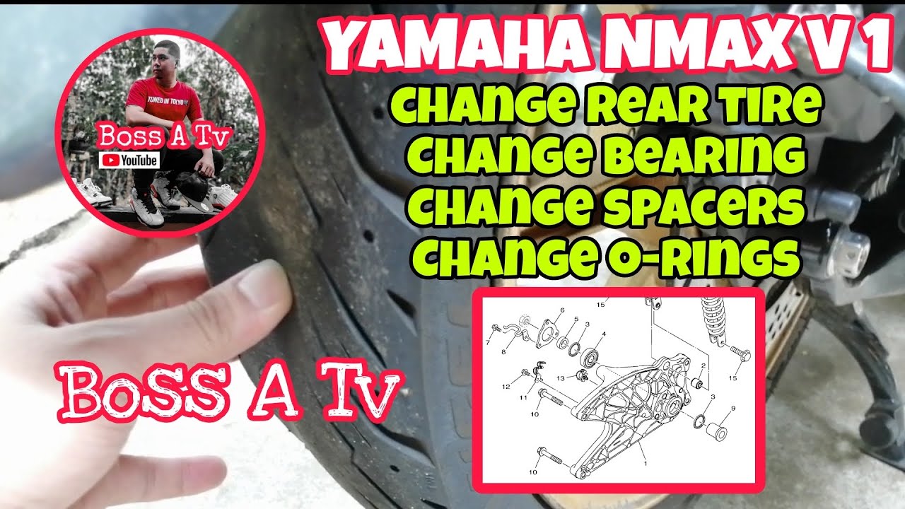 YAMAHA NMAX V1 CHANGE REAR TIRE, SWING ARM COLLARS, OIL SEALS AND BEARING | Boss A Tv | Moto Vlog