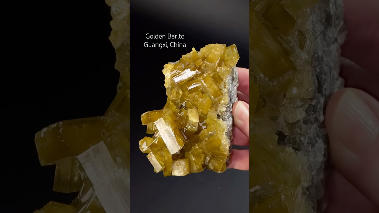 Lustrous Golden Barite on Fluorite, Nandan Co, Hechi, Guangxi, China