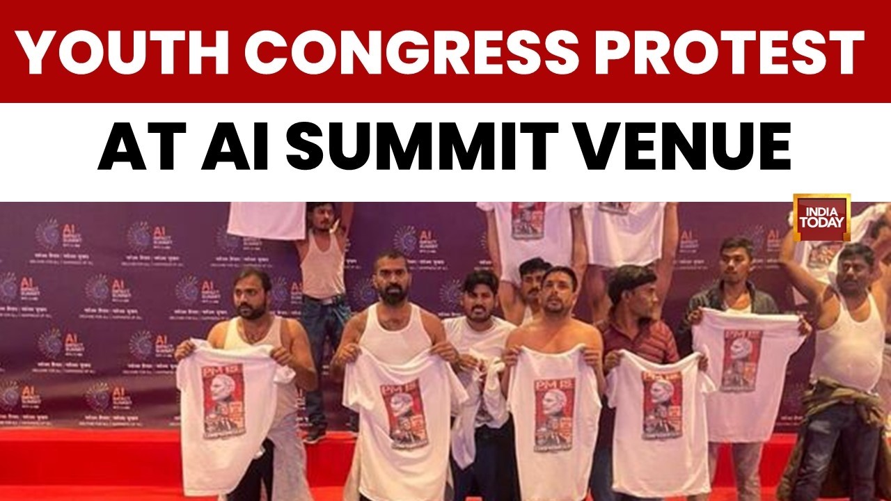 Youth Congress Workers Protest At AI Summit; Allege 'Trade Off' Of Indian Data At Bharat Mandapam