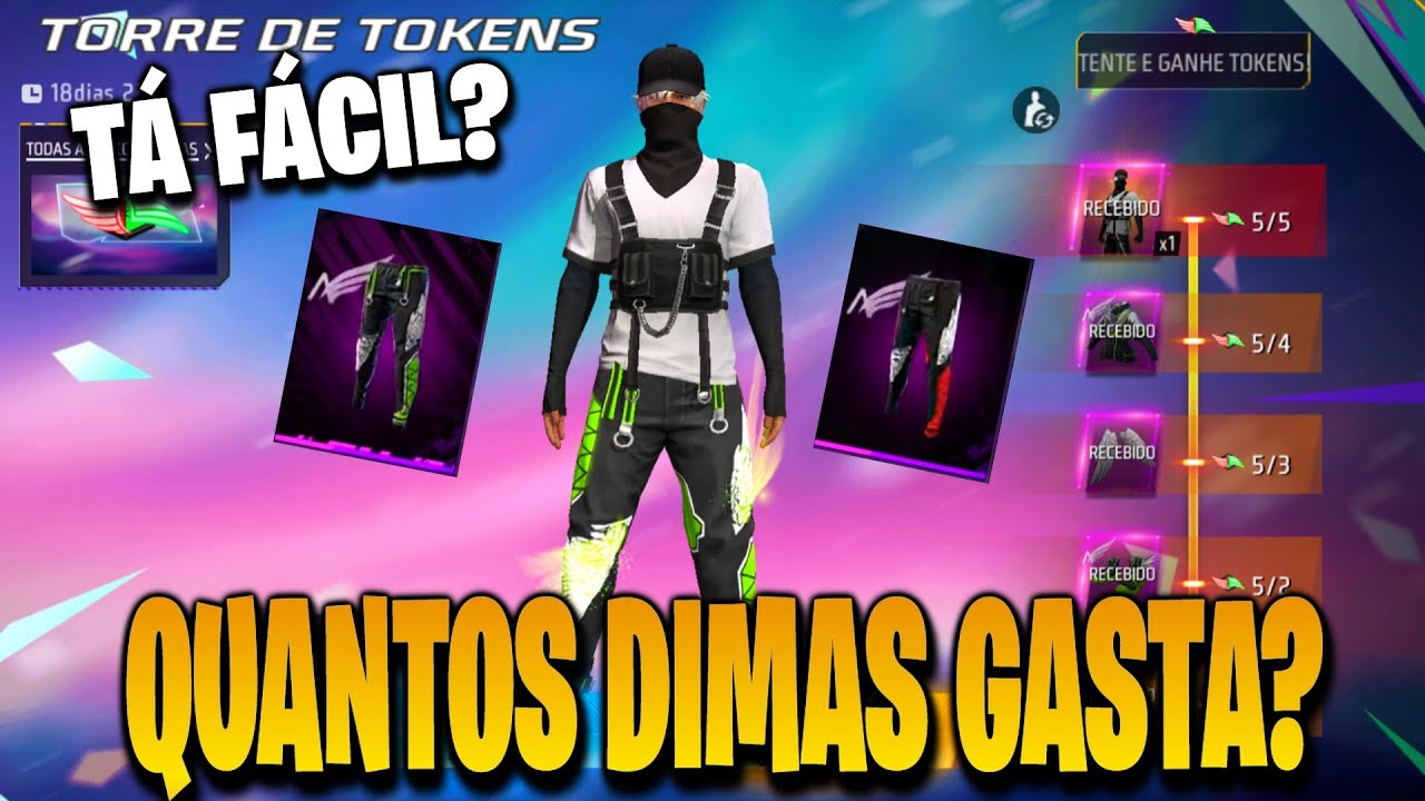 PEGANDO CALÇA ANGELICAL VERDE E VERMELHA, TORRE DE TOKENS FF, NOVO EVENTO FF - NOVIDADES FREE FIRE