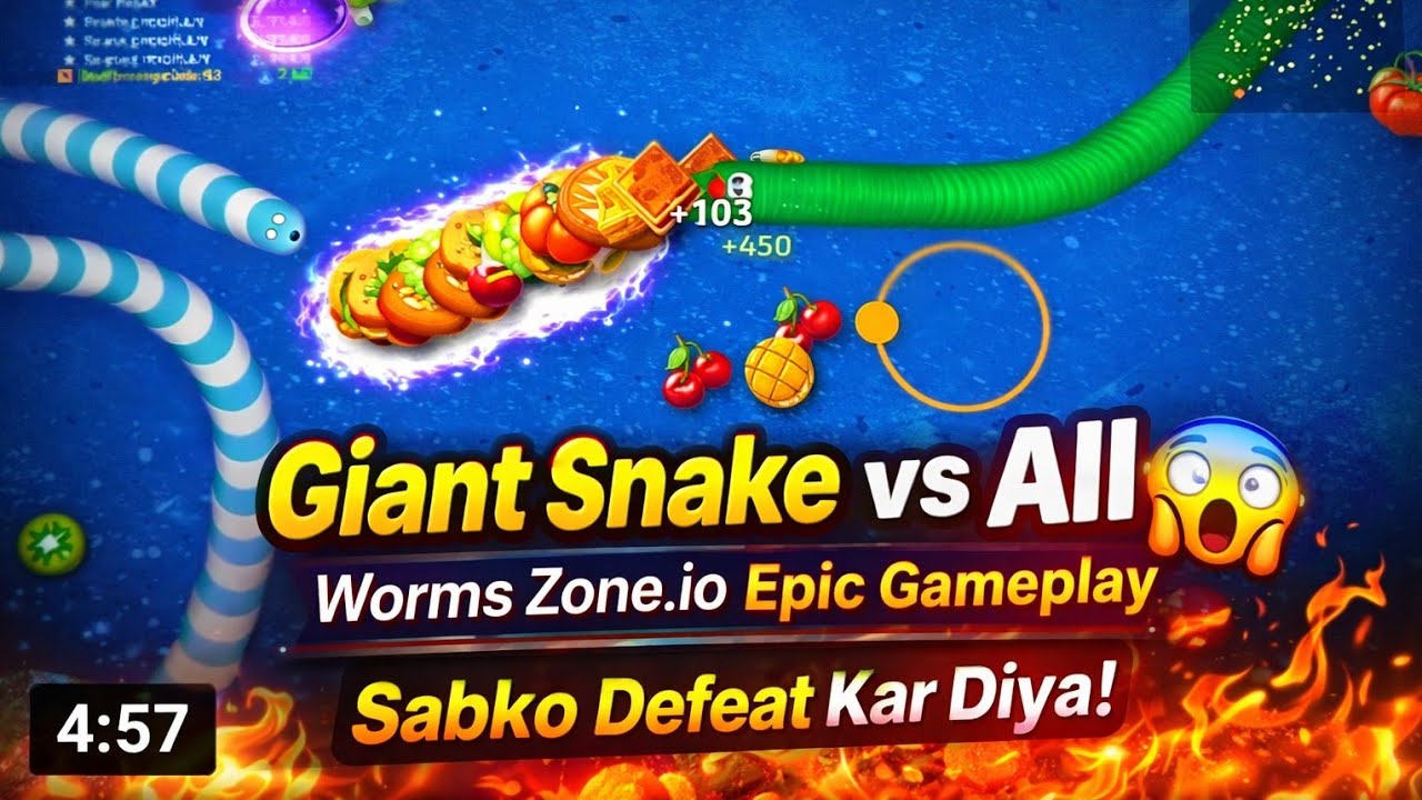 Full Power Snake Gameplay 🐍🔥 | Worms Zone.io Raheja Gaming full snake game