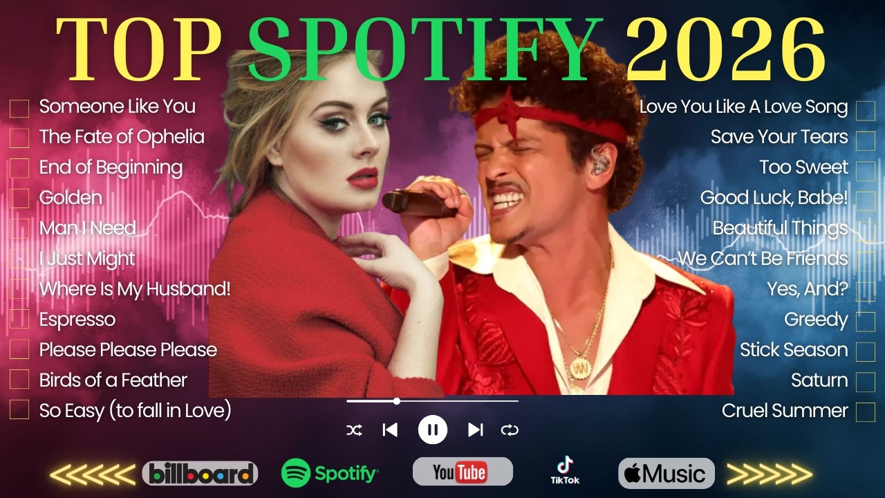 Top Spotify 2026! English Songs 🎵 Bruno Mars X Adele, Ed Sheeran X Taylor Swift, Lady Gaga