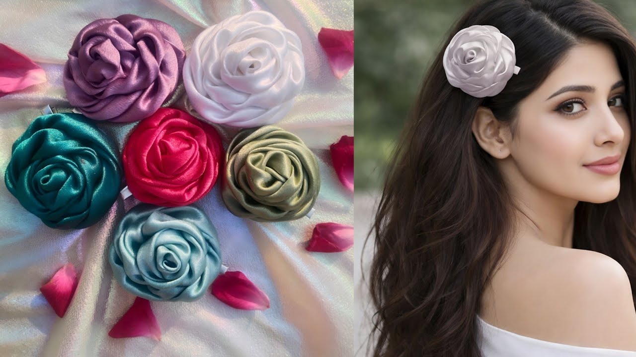 Luxury Satin Rose Flower Hair Clips 🌸 Handmade Hair Accessories | VLEZA Customisation #rose 