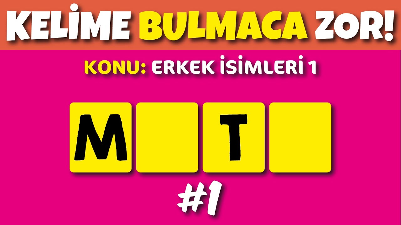 KELİME BULMACA 🤔 Konu: ERKEK İSİMLERİ 1 😱 Turkish Quiz