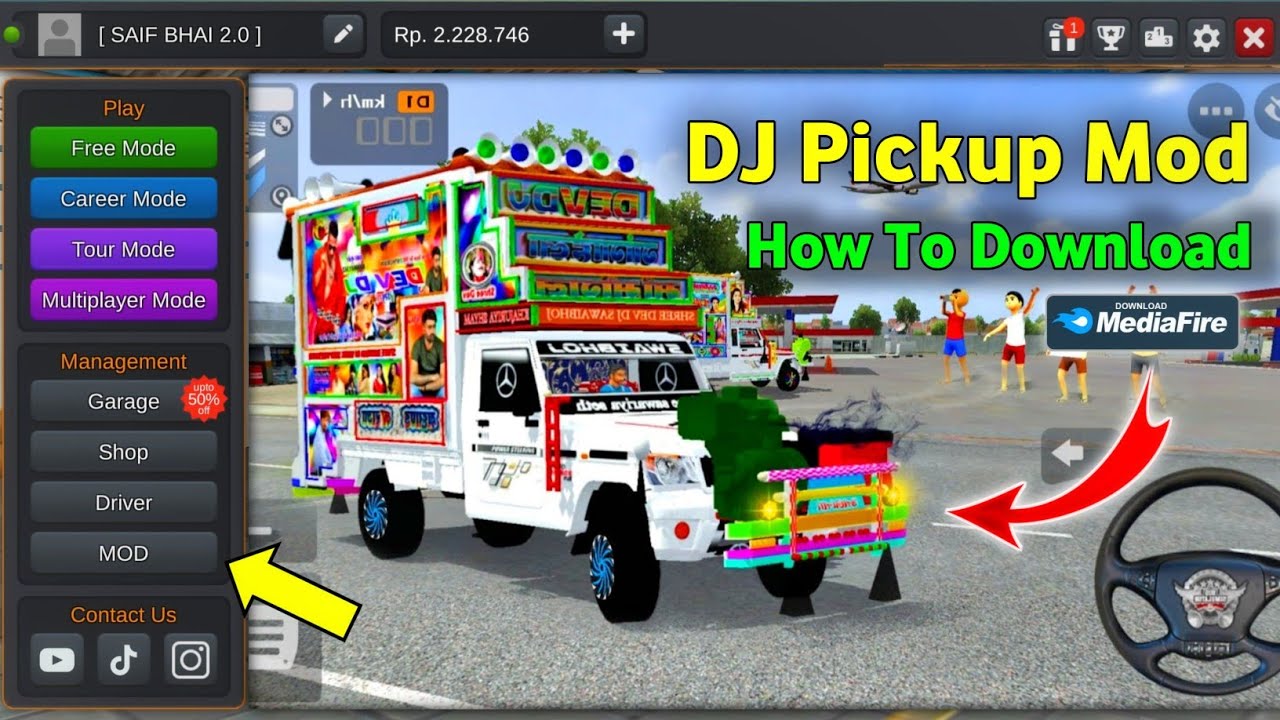 How To Download India Dj Pickup Mod Hindi in Bus Simulator Indonesia | Mod DJ Pickup 😱
