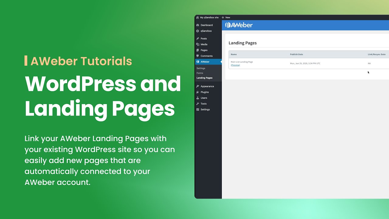 Using AWeber Landing Pages with Wordpress