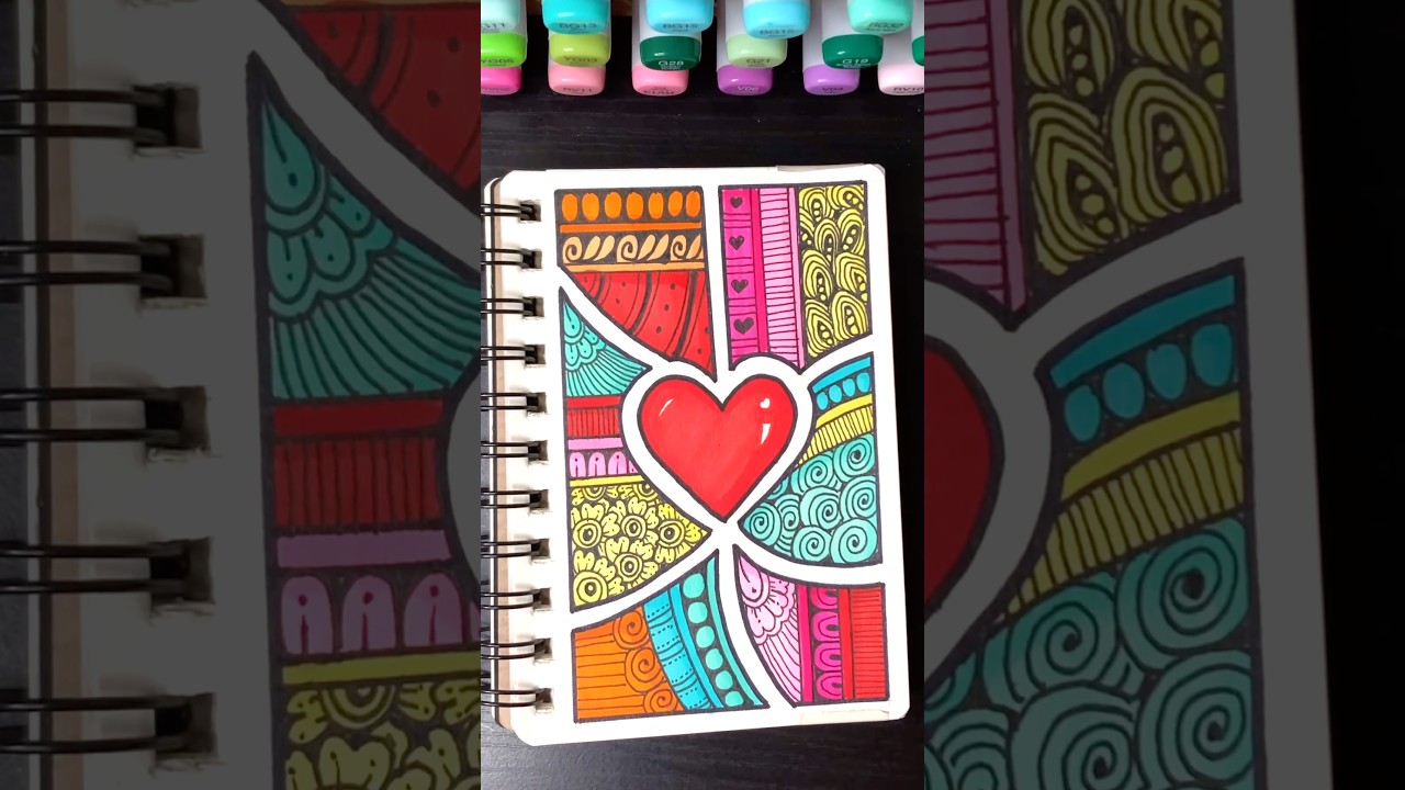 Fun & Easy Heart Zendoodle | No Skills Needed | Day 1/14 |  