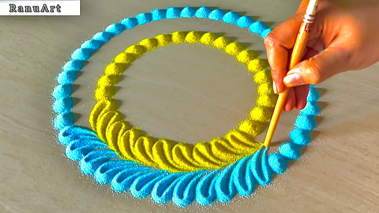 creative kolam designs with colours | easy and beautiful mandala art ✨Ranu Art