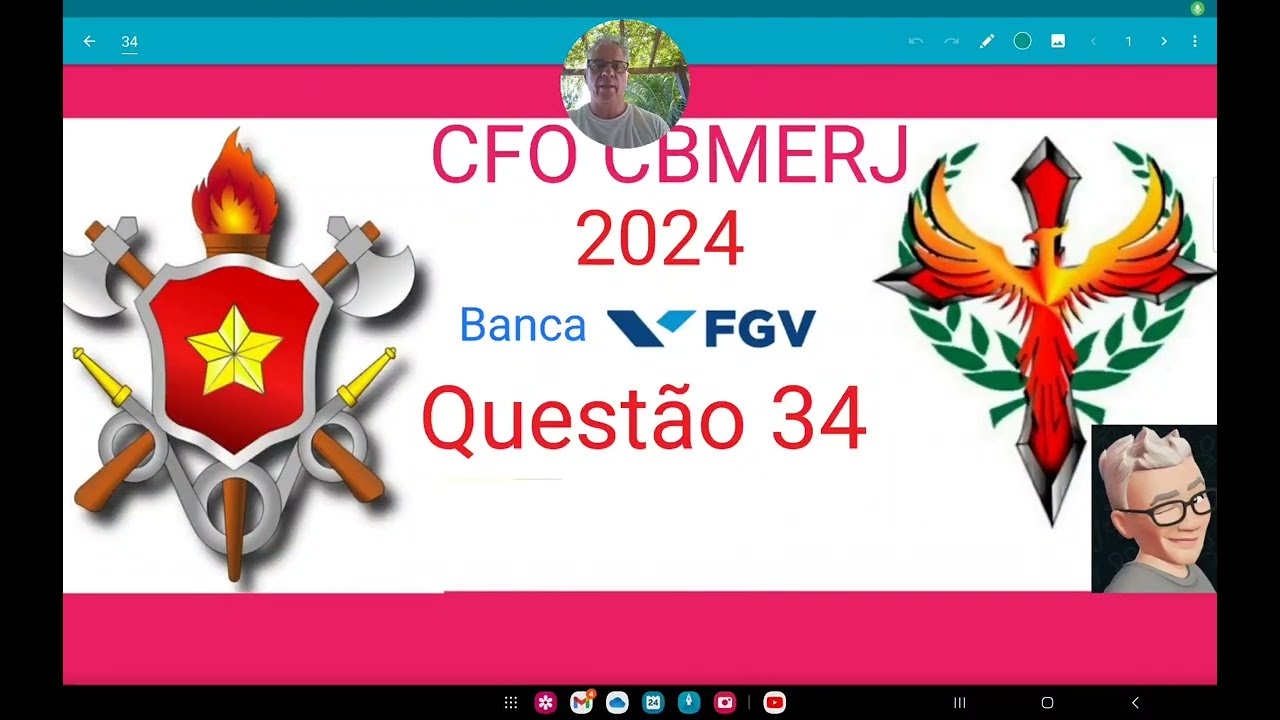 CFO CBMERJ 2024, questão 34, Considere o conjunto de 5 medidas a seguir: 5, 2, 3, X, 2, sendo X um n