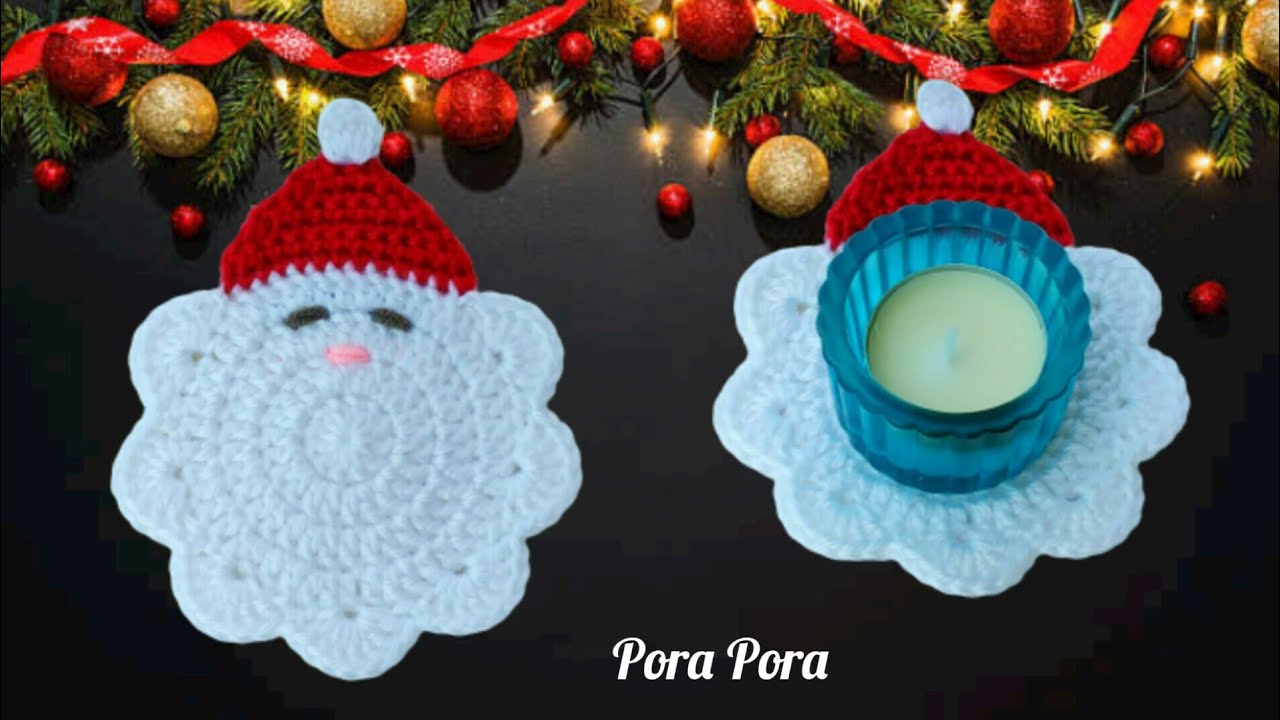 Crochet Santa Claus Coaster I Crochet Christmas Decorations I Crochet Christmas Coasters