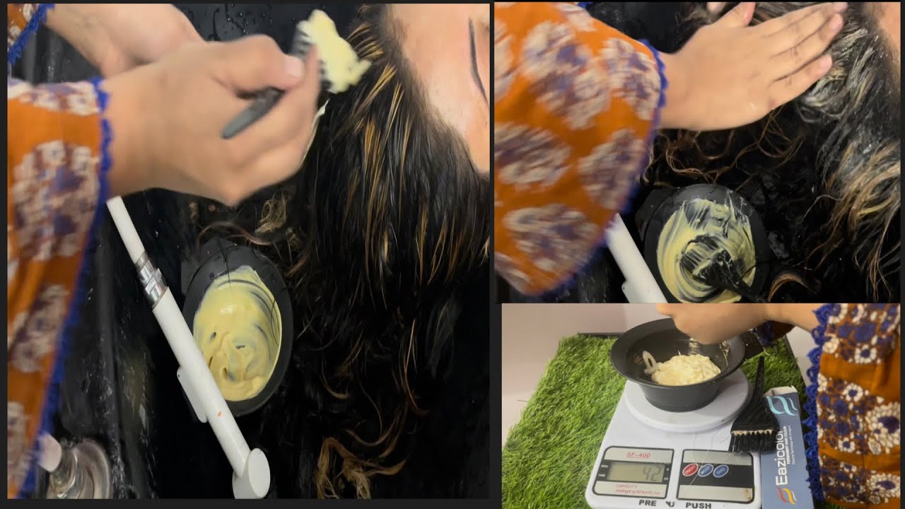 How to cover your gray hairs with 7.0 and ash green highlights in easy way