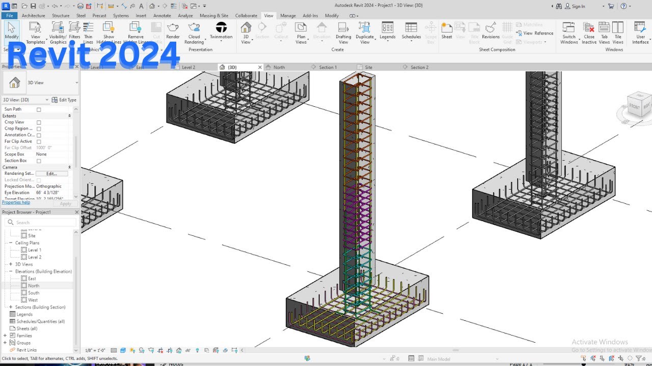Revit 2024 Reinforcement | Rebar Placing and Propagate Rebars