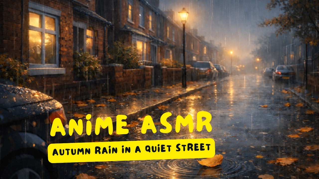 Autumn Rain in a Quiet Street 🌧️🍂 | Anime ASMR for Deep Sleep & Calm