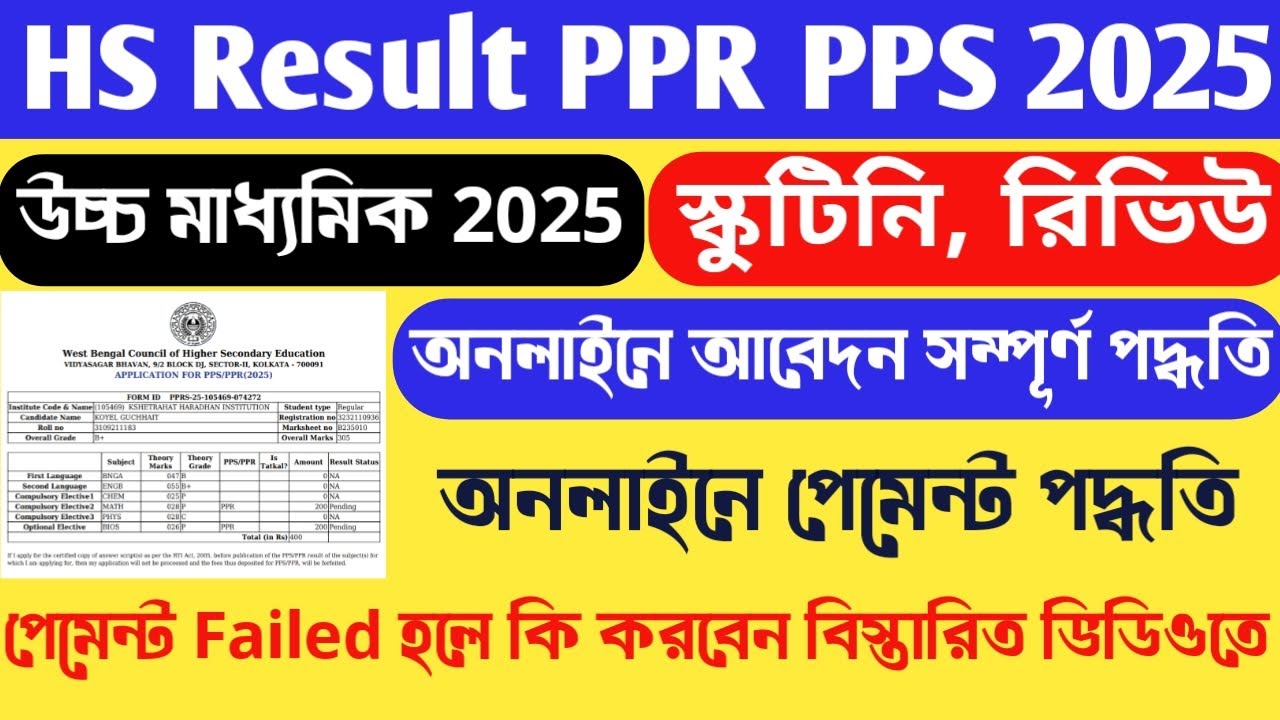 HS Result Scrutiny Review Online Apply Process 2025 | PPR PPS Hs Result Full Online Apply Process