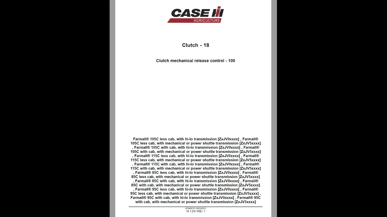 Case FARMALL 85C Service manual