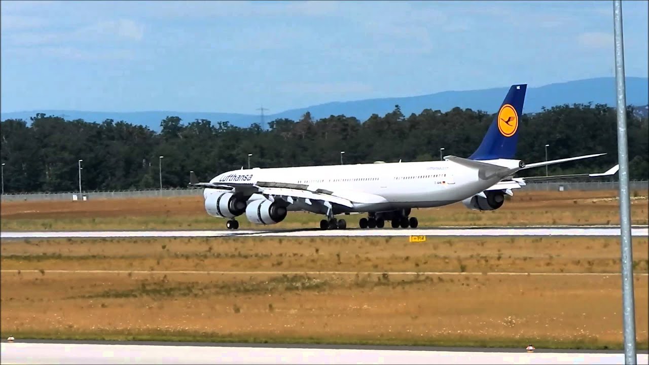 Lufthansa A340-600 Landing Frankfurt Airport 25R [FullHD]
