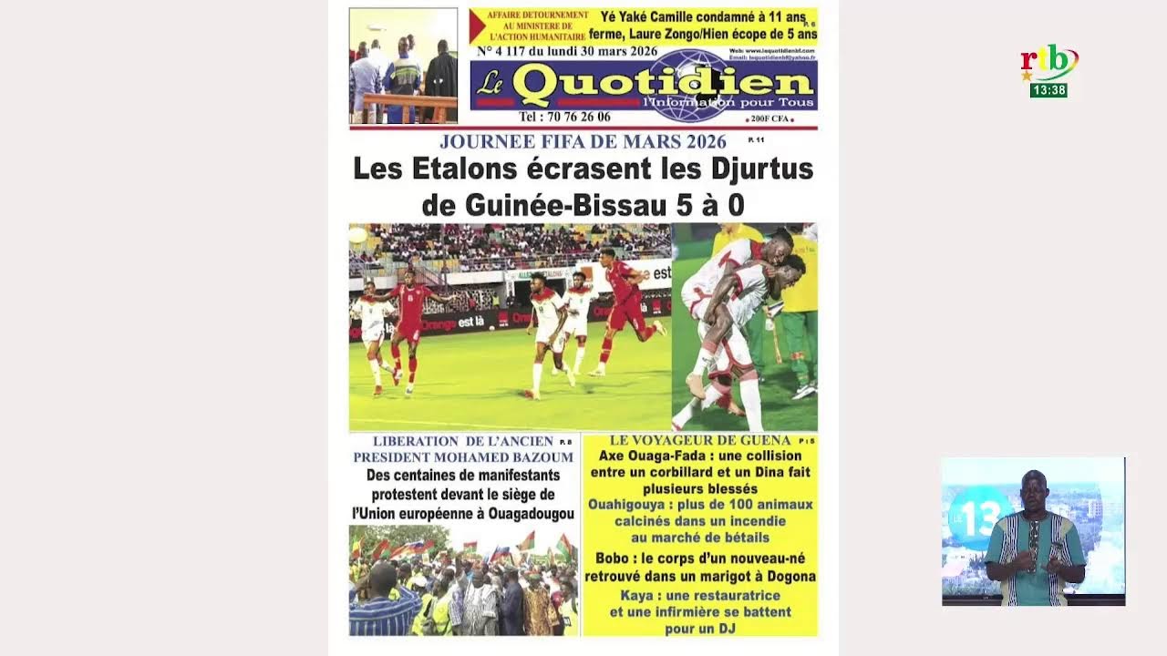RTB - JT de 13 H du 30 mars 2026
