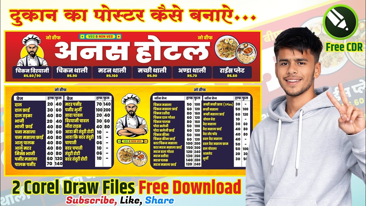 Shop & Hotel Poster Free CDR File | Ready Made CorelDraw Design 2026 | Ankit Graphics 
