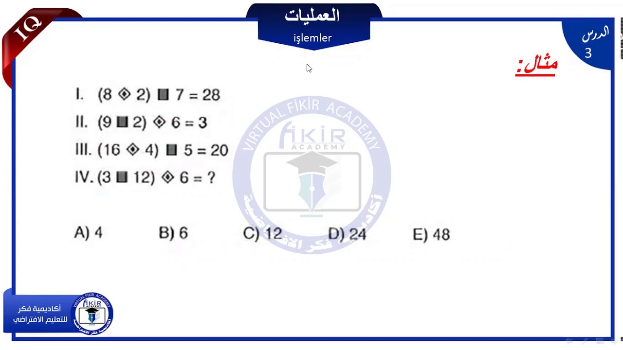 اكاديمية فكر - عدنان الاحمد -يوس - ايكيو - العمليات
