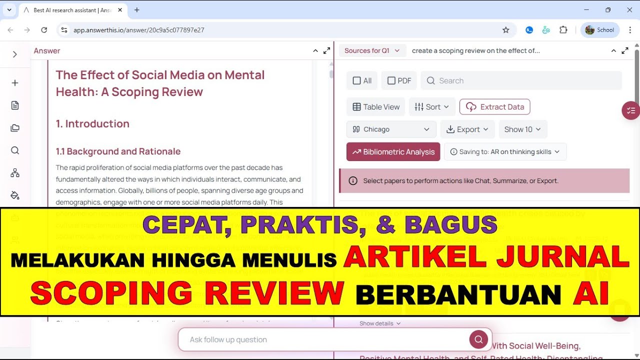 Scoping Review Kilat dengan AI: Review, Ekstraksi Data, & Bibliometrik Otomatis dari Ratusan Artikel