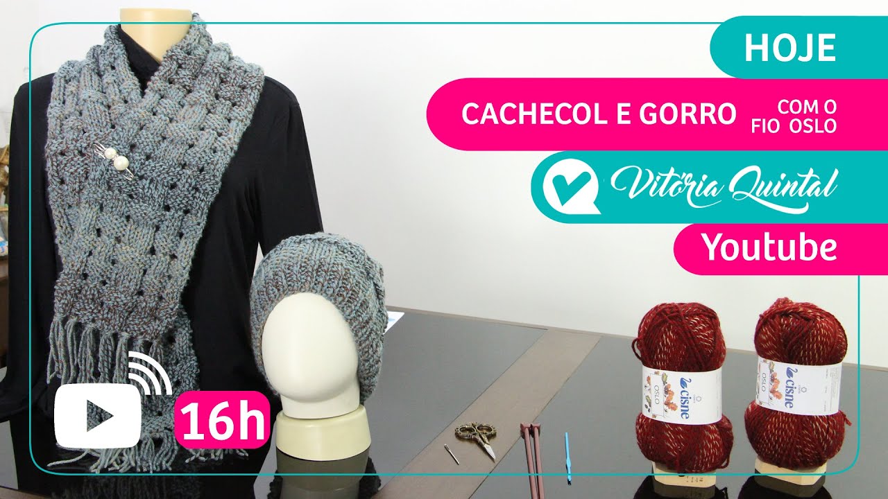 Aprenda a fazer um cachecol com gorro com Vitória Quintal #Knitting #tejer