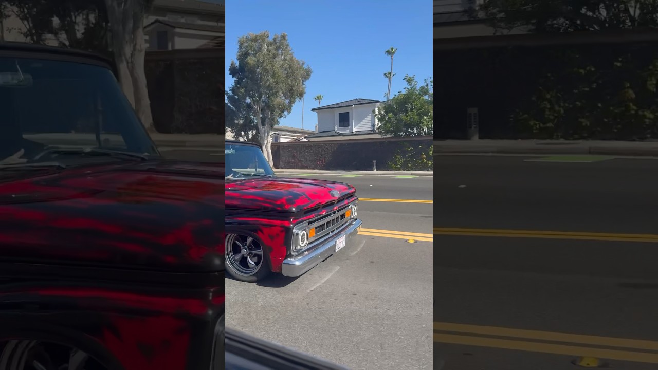 Custom patina 1961 Ford F 100 with coyote motor takes over PCH Newport Beach!